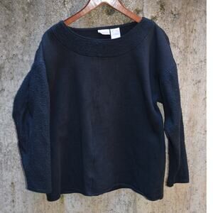 Dance France Black Pullover Sweatshirt Textured Sleeves Women’s Size M